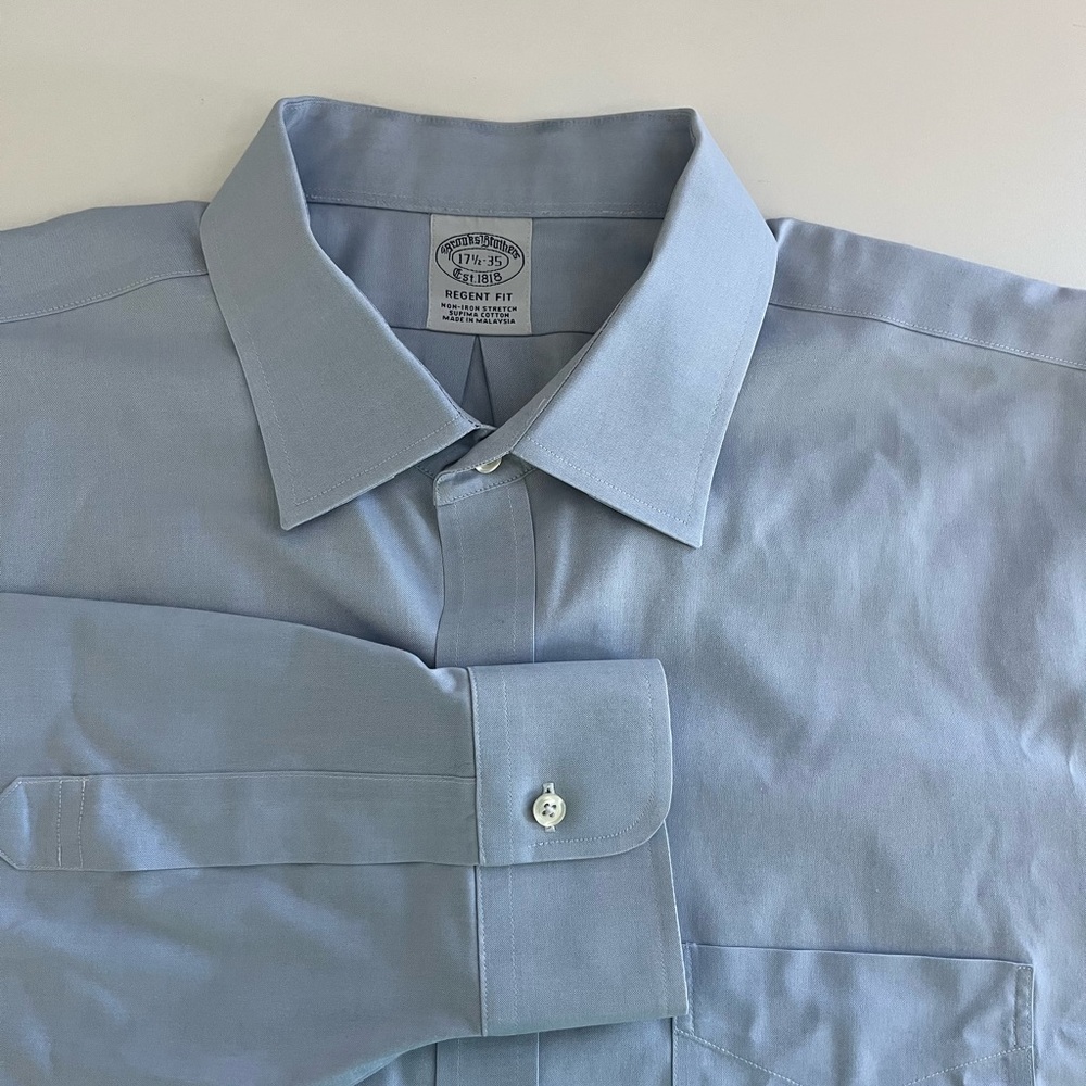 Brooks Brothers Regent Long Sleeve Button Down Blue‎ 17 1/2-35